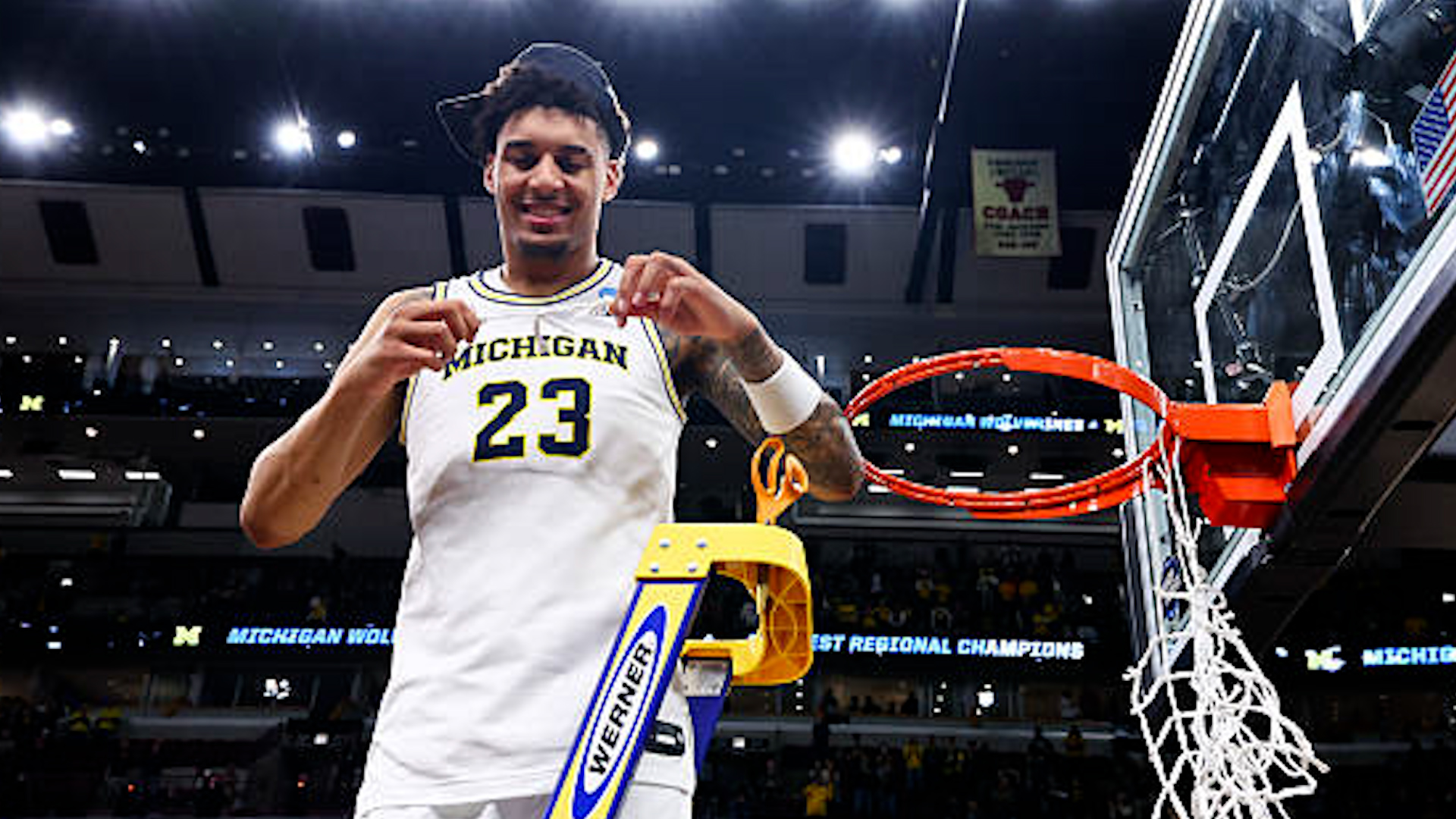 Photo courtesy of Getty Images. Yaxel Lendeborg celebrates trip to NCAA Final Four